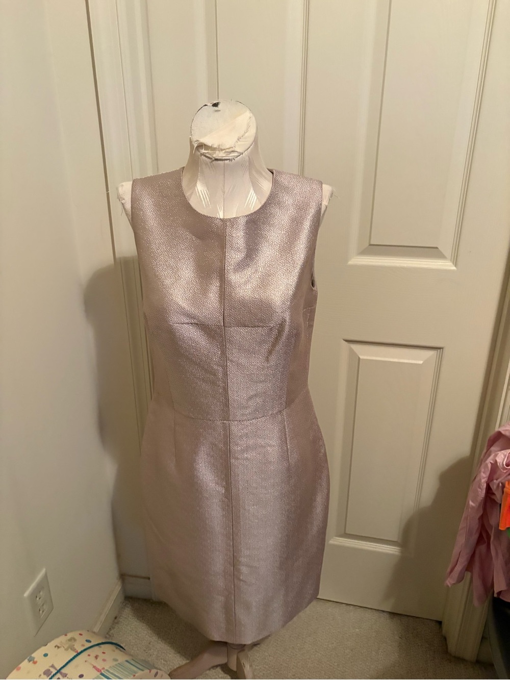J. Mendel Shimmering Light champagne  glitter Sheath Dress size 10 $910 - Picture 5 of 10